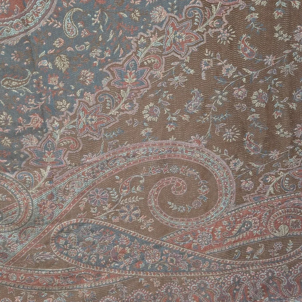 Brown Paisley Pashmina Shawl Scarf Bohemian Floral Jacquard Wrap Eyelash Fringe